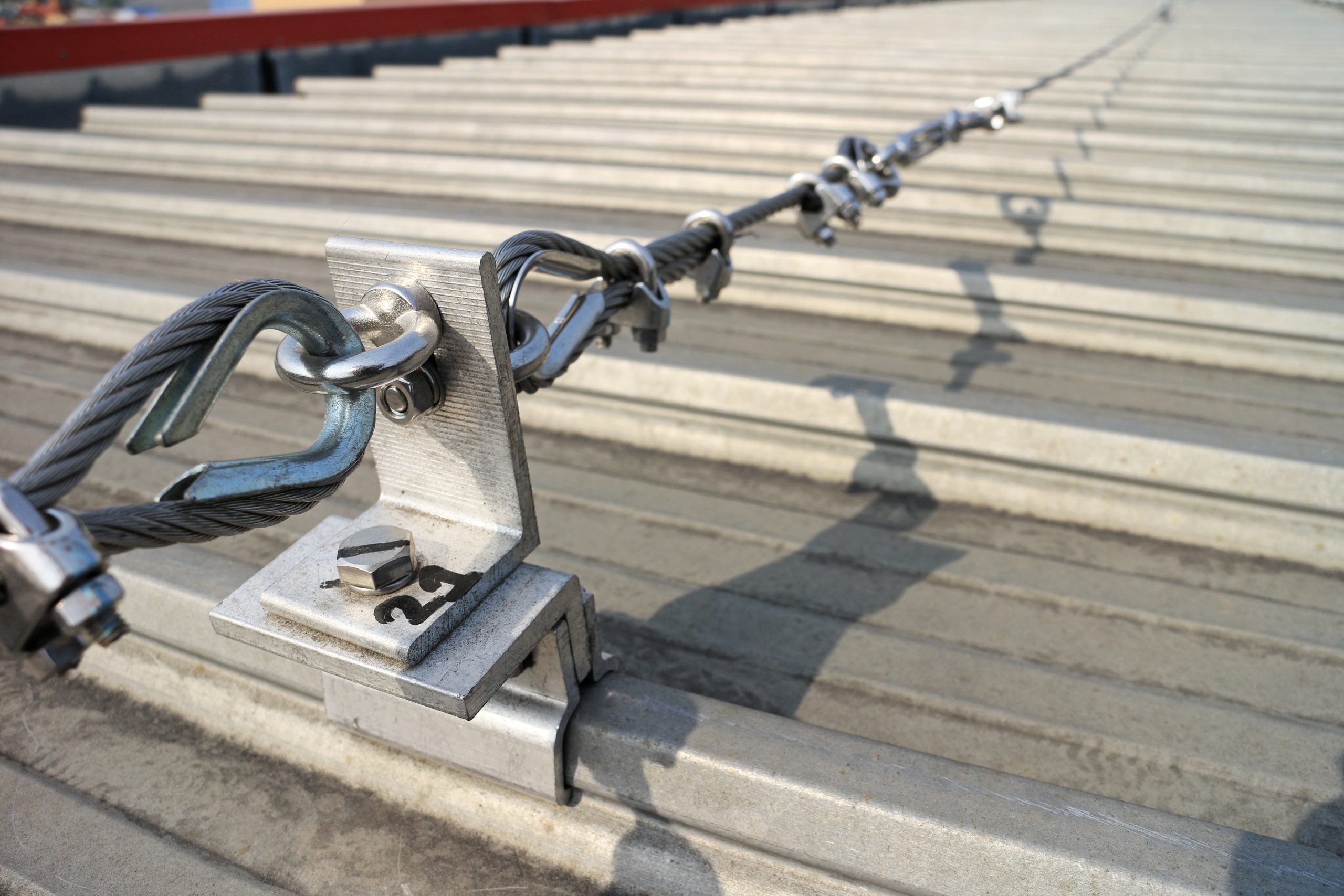 Steel,Wire,Rope,Lifeline,On,Roof